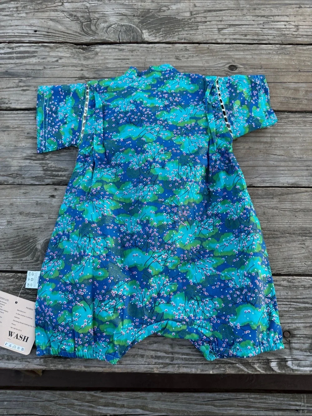 NWT Pauboli Japanese Kimono Cherry Blossom Romper size 70 (6-12M)
